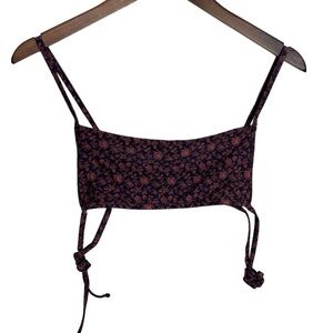 Madewell Floral Swim Top in Black and Orange